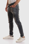 Slim Fit Cotton Jeans With Scratches - Wash Standard Black