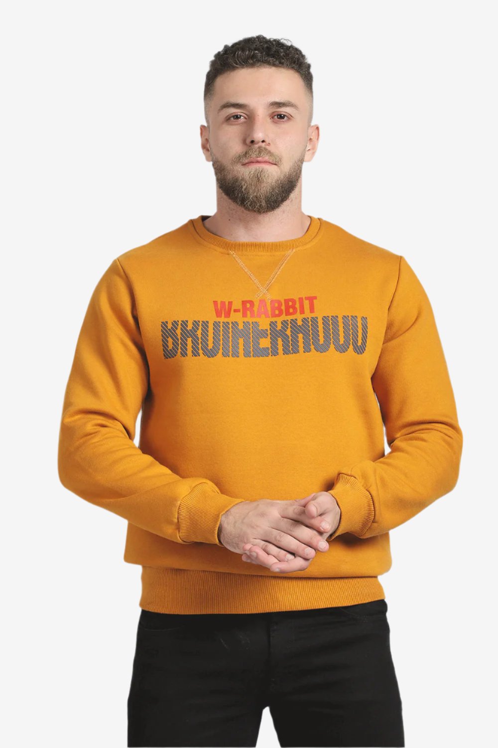 Printed Inner Fleece Round Sweatshirt - Heather Light Grey