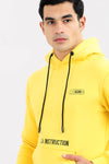 Fleeced Hoodie With Kangroo Pocket - Yellow