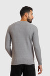 Round Neck Slip On Light Grey Pullover