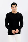 Knitted Acrylic Round Neck Pullover - Black