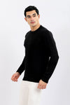 Knitted Acrylic Round Neck Pullover - Black