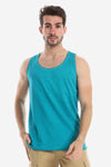 Plain Wide Round Neck Sleeveless T-shirt - Tiffany Blue