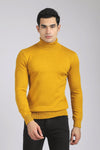 Ribbed Turtle Neck Plain Pullover --- Mustard