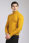 Ribbed Turtle Neck Plain Pullover --- Mustard