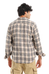 Casual Plaid Button Down Shirt With Two Chest Pockets - Beige, Black & Mustard