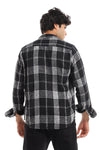 Casual Plaid Button Down Shirt With Two Chest Pockets - Black & White