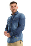 Long Sleeves Snap Buttons Denim Shirt