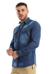 Long Sleeves Snap Buttons Denim Shirt