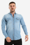 Long Sleeves Snap Buttons Denim Shirt