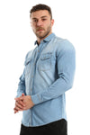 Long Sleeves Snap Buttons Denim Shirt