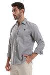 Front Buttoned Down Textured Grey Men Shirt