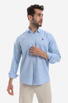 Front Buttoned Down Textured Grey Men Shirt