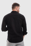 Printed Long Sleeves Button Down Shirt-Black