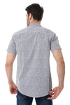 Grey & White Self Pattern Short Sleeves Shirt