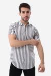 White & Grey Awning Strip Pattern Shirt