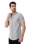 White & Grey Awning Strip Pattern Shirt