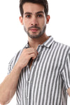 White & Grey Awning Strip Pattern Shirt