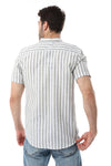 White & Grey Awning Strip Pattern Shirt