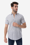 White & Grey Awning Strip Pattern Shirt