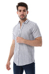 White & Grey Awning Strip Pattern Shirt