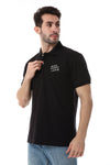 Short Sleeves Buttons Closure Polo Shirt - Black