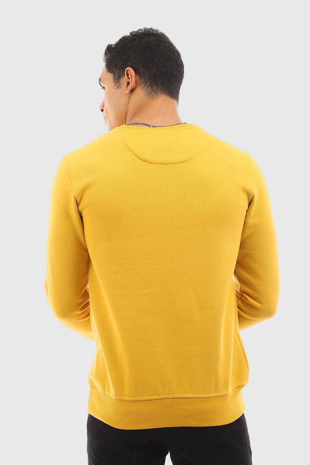 Side Printed Pique Slip On Sweatshirt - Mustard