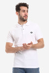 Double Buttoned Short Sleeves Pique White Polo Shirt