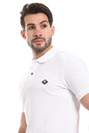 Double Buttoned Short Sleeves Pique White Polo Shirt