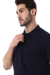 Pique Pattern Turn Down Collar Polo Shirt - Black