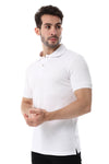 Pique Pattern Turn Down Collar Polo Shirt - Black