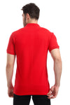 Stitched Chest Logo Pique Patterned Polo Shirt - Red