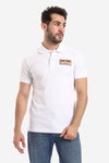 Double Buttoned Short Sleeves Pique White Polo