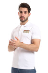 Double Buttoned Short Sleeves Pique White Polo