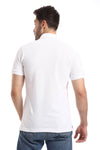 Double Buttoned Short Sleeves Pique White Polo