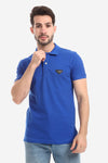 Pique Pattern Turn Down Collar Polo Shirt - --Black