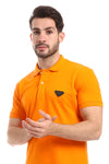 Pique Pattern Turn Down Collar Polo Shirt - --Black