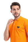 Pique Pattern Turn Down Collar Polo Shirt - --Black