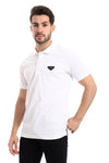 Pique Pattern Turn Down Collar Polo Shirt - --Black