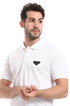 Pique Pattern Turn Down Collar Polo Shirt - --Black