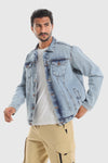 Denim Jacket With Front Pockets - Light Blue