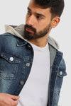 Adjustable Hooded Neck Winter Denim Jacket