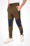 Sweatpants - joggers with two-tone pockets - olive green and navy blue