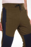 Sweatpants - joggers with two-tone pockets - olive green and navy blue