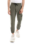 Side Zipper Pockets Plain Polyester Joggers