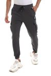 Solid Black Cargo Pants With 4 Pockets