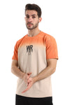 Gradient Colors Short Sleeves T-Shirt - Halloween Orange & Beige