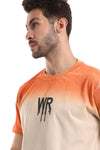 Gradient Colors Short Sleeves T-Shirt - Halloween Orange & Beige