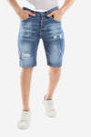 Splatter Pattern Ripped Light Washed Jeans Shorts