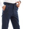 Slim Fit Pants With Decorative Chain – NAVY